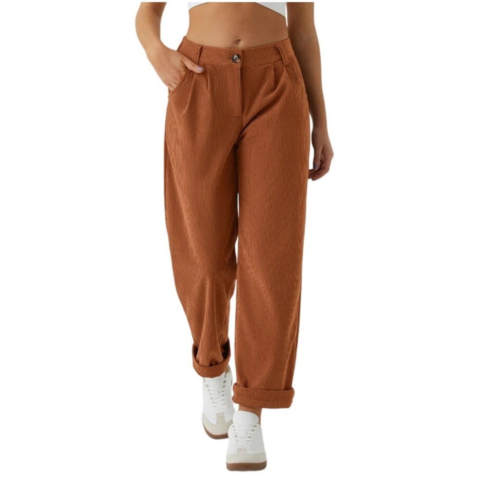 Halara Women's Baked Clay Mid Rise Zipper Pocket Corduroy Casual Pant Size L NWT